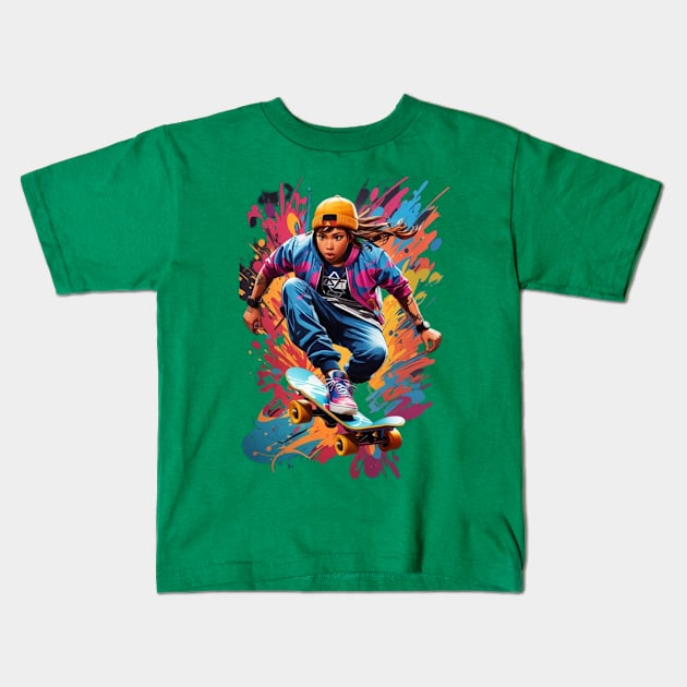 Salto Urbano: Aire y Estilo sobre Ruedas Kids T-Shirt by LegnaArt